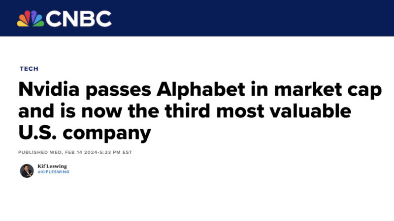 Cnbc Nvidia Passes Alphabet In Market Cap And Is Now The Third Most