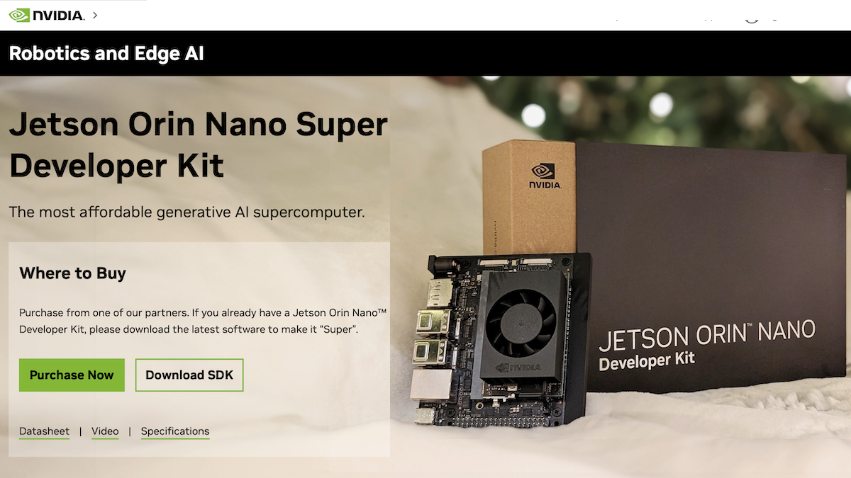 NVIDIA Jetson Orin Nano Super Developer Kit - 67 TOPS AI Performance For  Edge Computing Robotics Development Kit